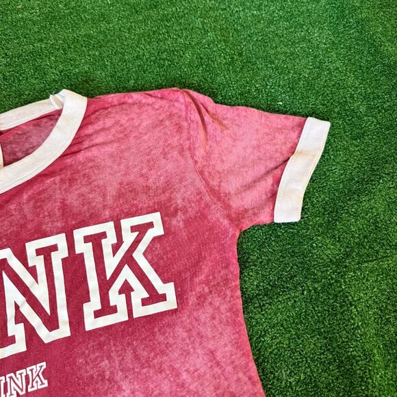 Pink Victoria's Secret Paper Thin Ringer Tee Loungewear Pajama Sleepwear Top S - Picture 7 of 14